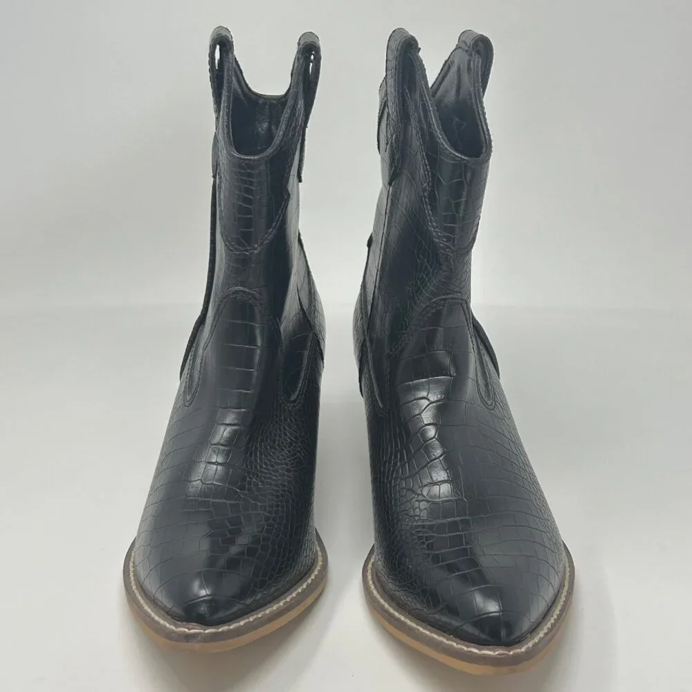 A Rider Girl Ankle Boot, Eleanor Faux Snake Skin Size 7 Western Cowgirl - Picture 2 of 7